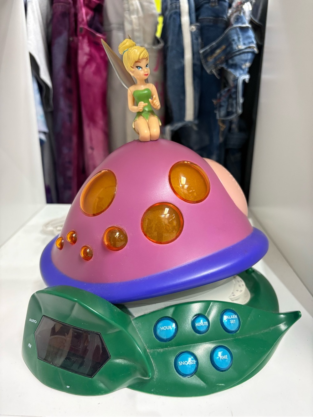 Disney Tinker Bell Nightlight Alarm Clock - Pink, Green & Purple